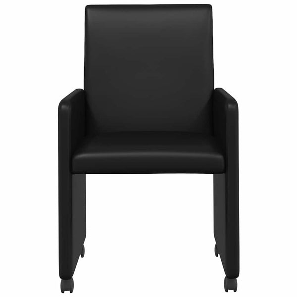 Esszimmerstühle mit Rollen, 2er-Set, Schwarz
