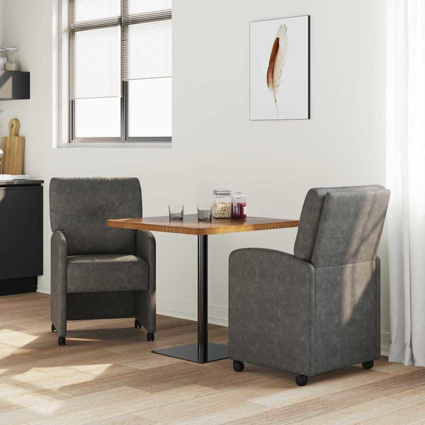 Esszimmerstühle mit Rollen, 2er-Set, Schwarz