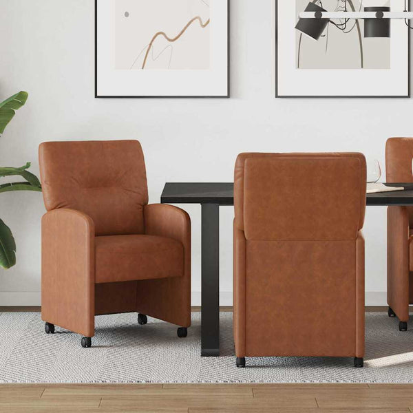 Esszimmerstühle Braun mit Rollen, 2er-Set