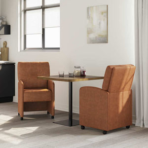 Esszimmerstühle Braun mit Rollen, 2er-Set
