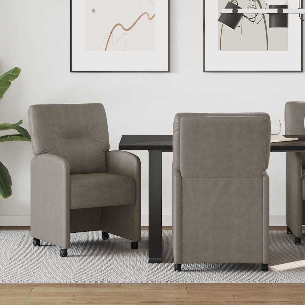 Esszimmerstühle mit Rollen Grau, 2er-Set