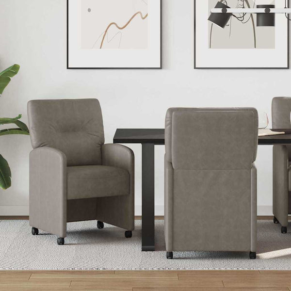 Esszimmerstühle mit Rollen Grau, 2er-Set