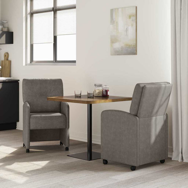Esszimmerstühle mit Rollen Grau, 2er-Set