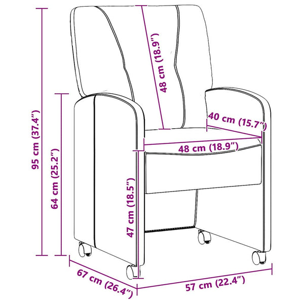 Esszimmerstühle mit Rollen Grau, 2er-Set