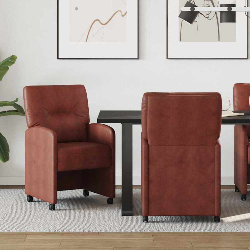 Esszimmerstühle Braun Kunstleder Rollen 2er Set