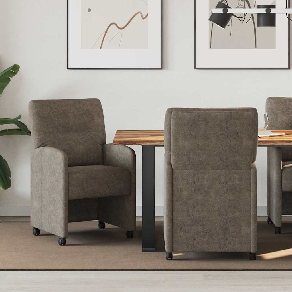 Esszimmerstühle mit Rollen, 2er-Set Dunkelgrau