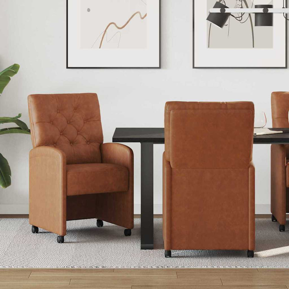 Esszimmerstühle Braun mit Rollen, 2er-Set
