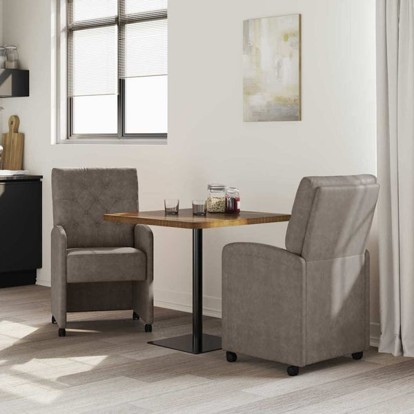 Esszimmerstühle mit Rollen, 2er-Set Grau