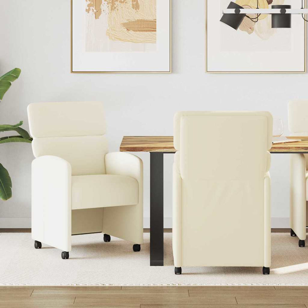 Esszimmerstühle Creme mit Rollen, 2er-Set