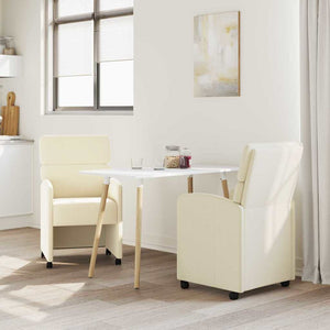 Esszimmerstühle Creme mit Rollen, 2er-Set