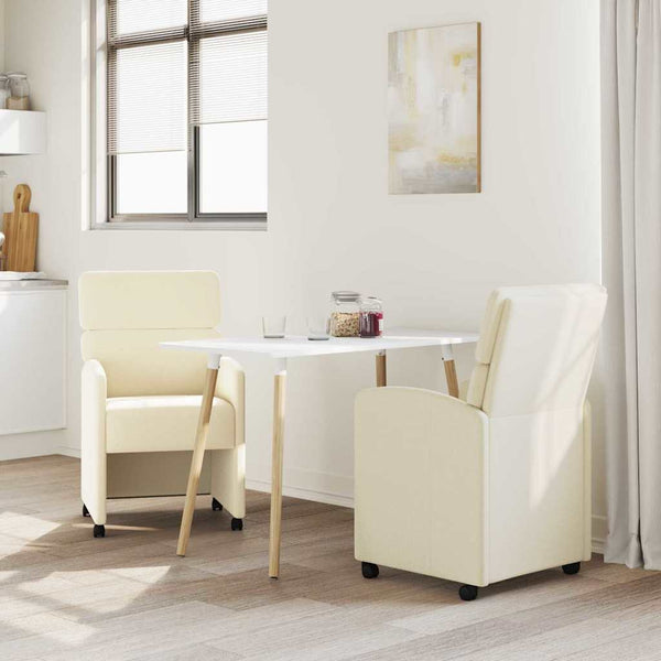 Esszimmerstühle Creme mit Rollen, 2er-Set