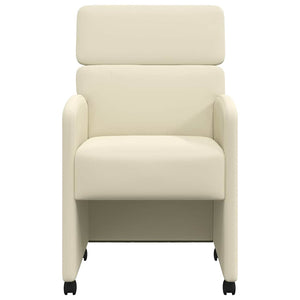 Esszimmerstühle Creme mit Rollen, 2er-Set