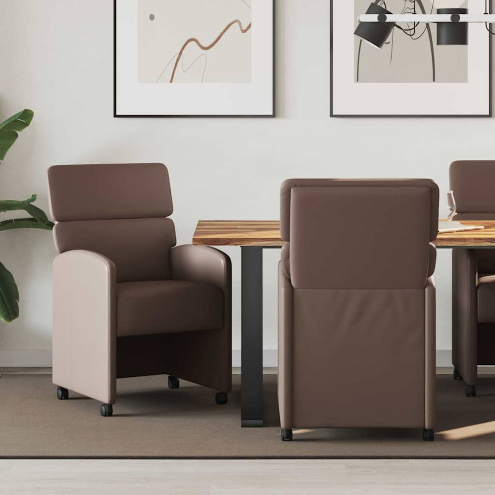 Esszimmerstühle Braun mit Rollen, 2er Set