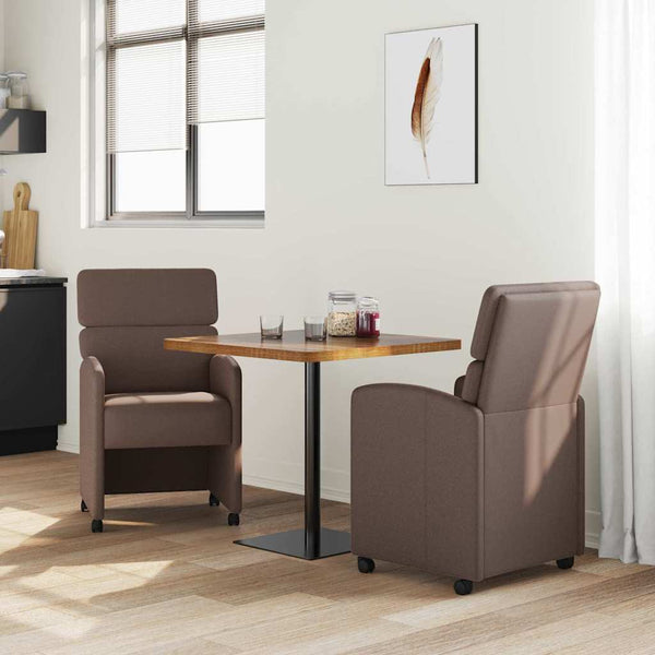 Esszimmerstühle Braun mit Rollen, 2er Set
