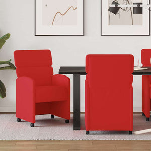Esszimmerstühle Rot Kunstleder mit Rollen, 2er-Set