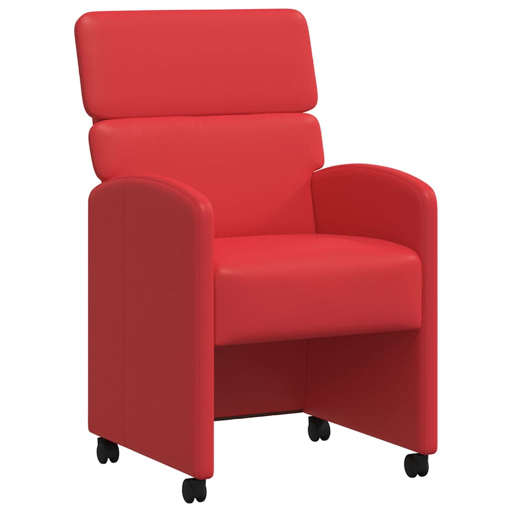 Esszimmerstühle Rot Kunstleder mit Rollen, 2er-Set