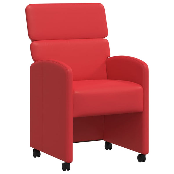 Esszimmerstühle Rot Kunstleder mit Rollen, 2er-Set