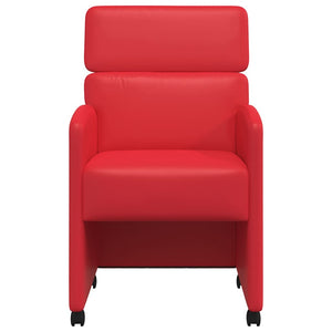 Esszimmerstühle Rot Kunstleder mit Rollen, 2er-Set