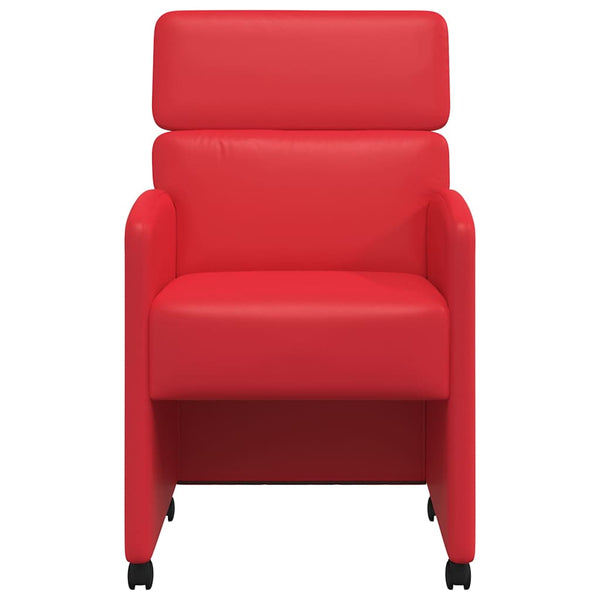 Esszimmerstühle Rot Kunstleder mit Rollen, 2er-Set