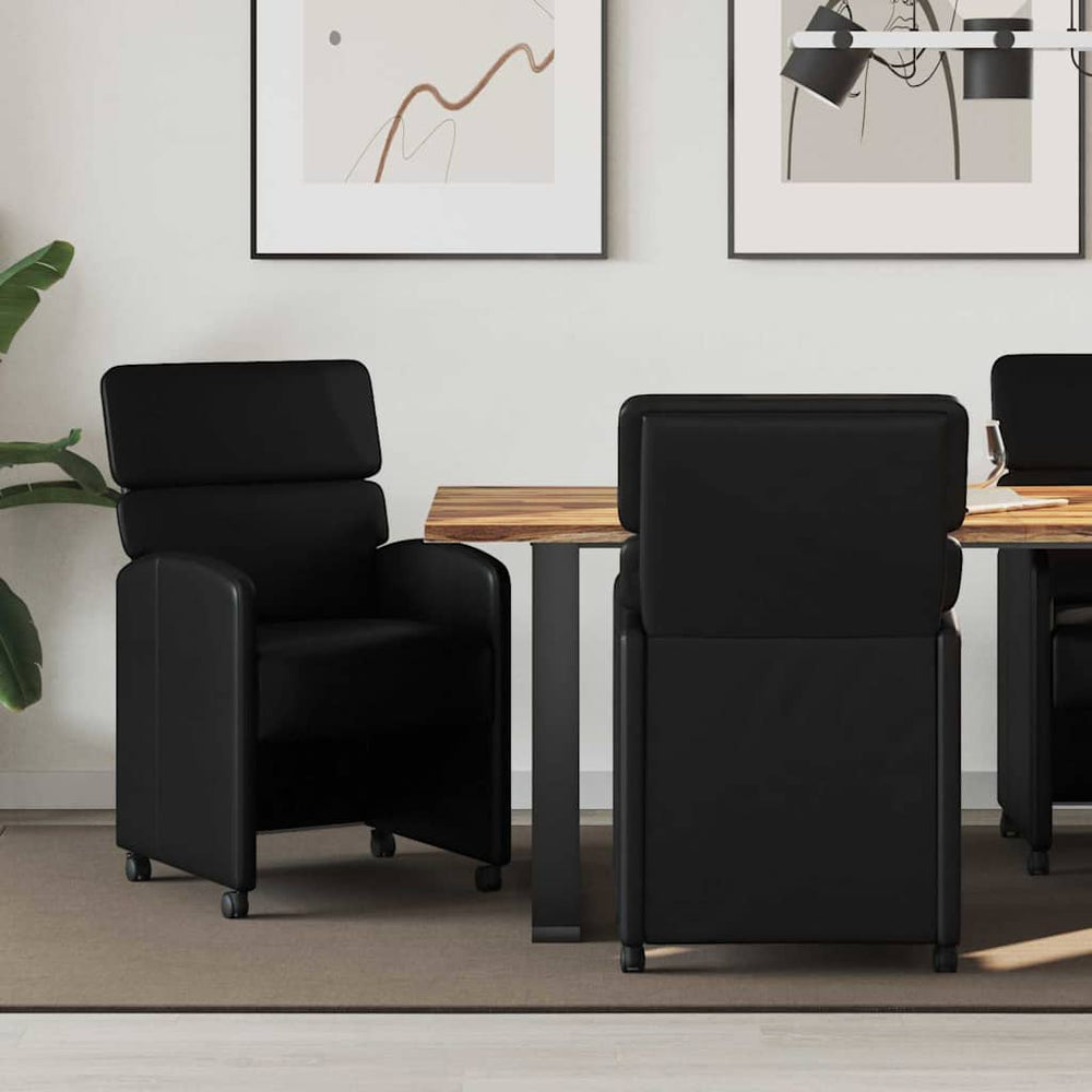 Esszimmerstühle mit Rollen Schwarz 2er-Set