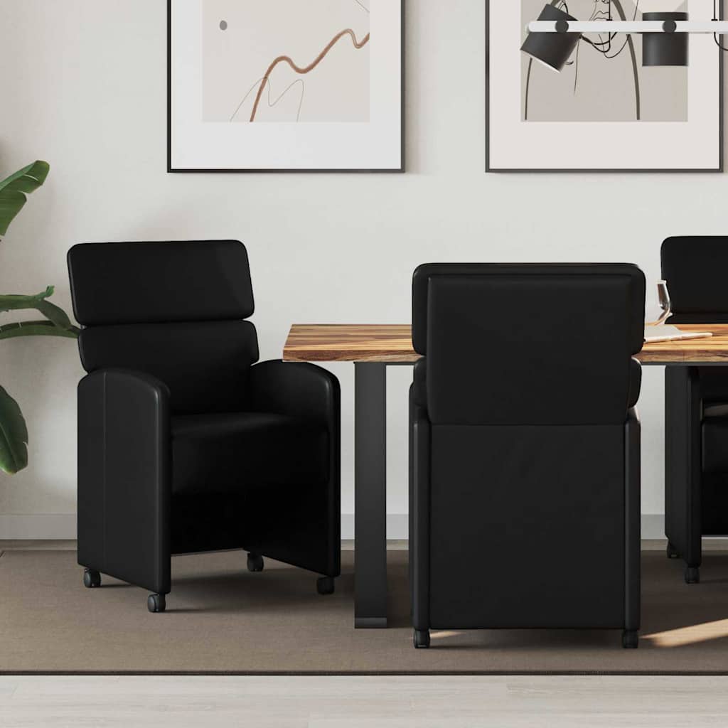 Esszimmerstühle mit Rollen Schwarz 2er-Set