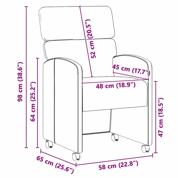 Esszimmerstühle mit Rollen Schwarz 2er-Set