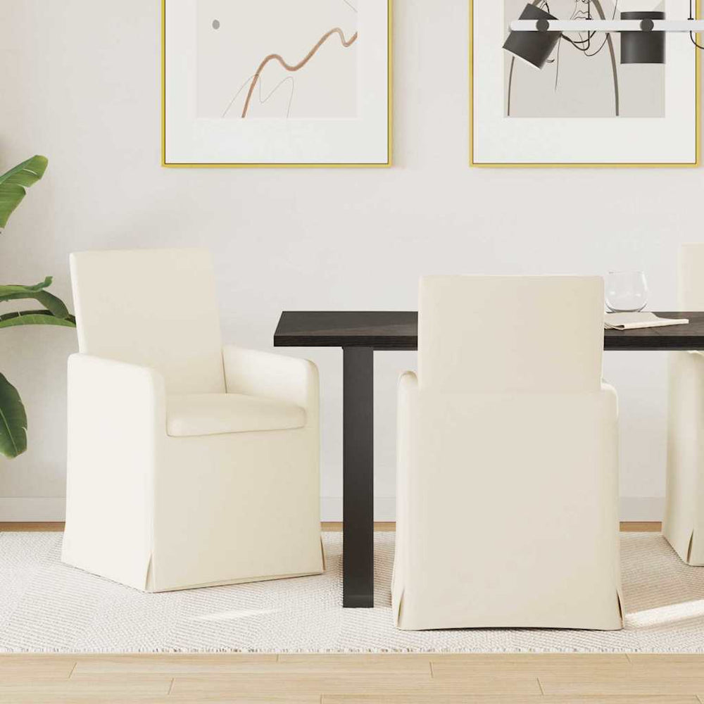 Esszimmerstühle Beige Leinen mit Rädern (2er-Set)