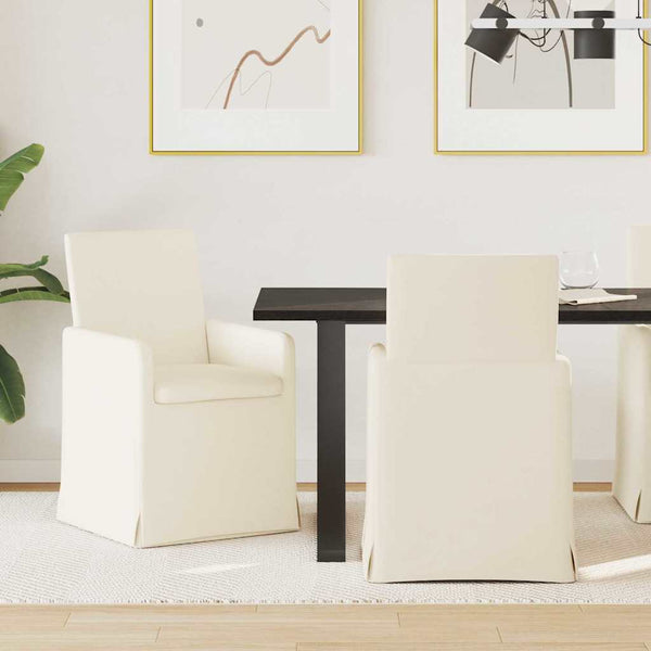 Esszimmerstühle Beige Leinen mit Rädern (2er-Set)