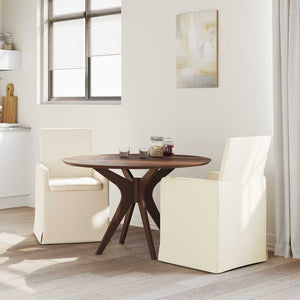 Esszimmerstühle Beige Leinen mit Rädern (2er-Set)