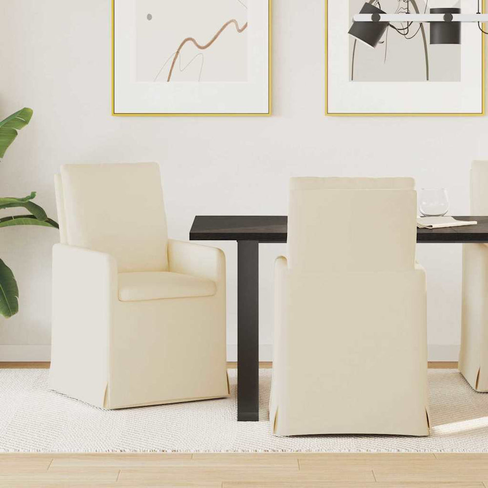 Beige Leinen Esszimmerstühle, 2er-Set
