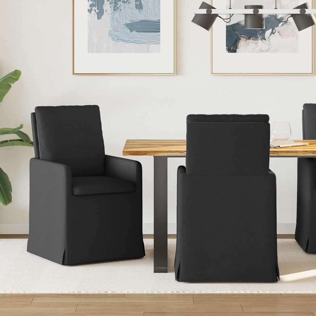 Esszimmerstühle 2er Set Schwarz Stoff