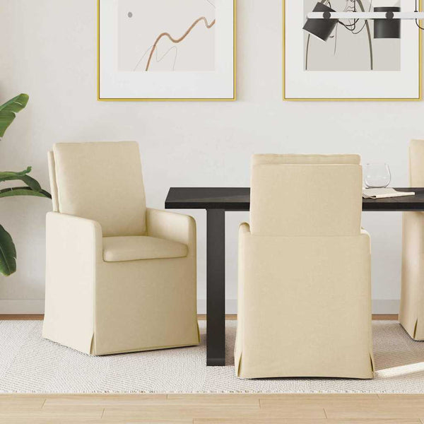 Esszimmerstühle Creme Stoff 2er Set