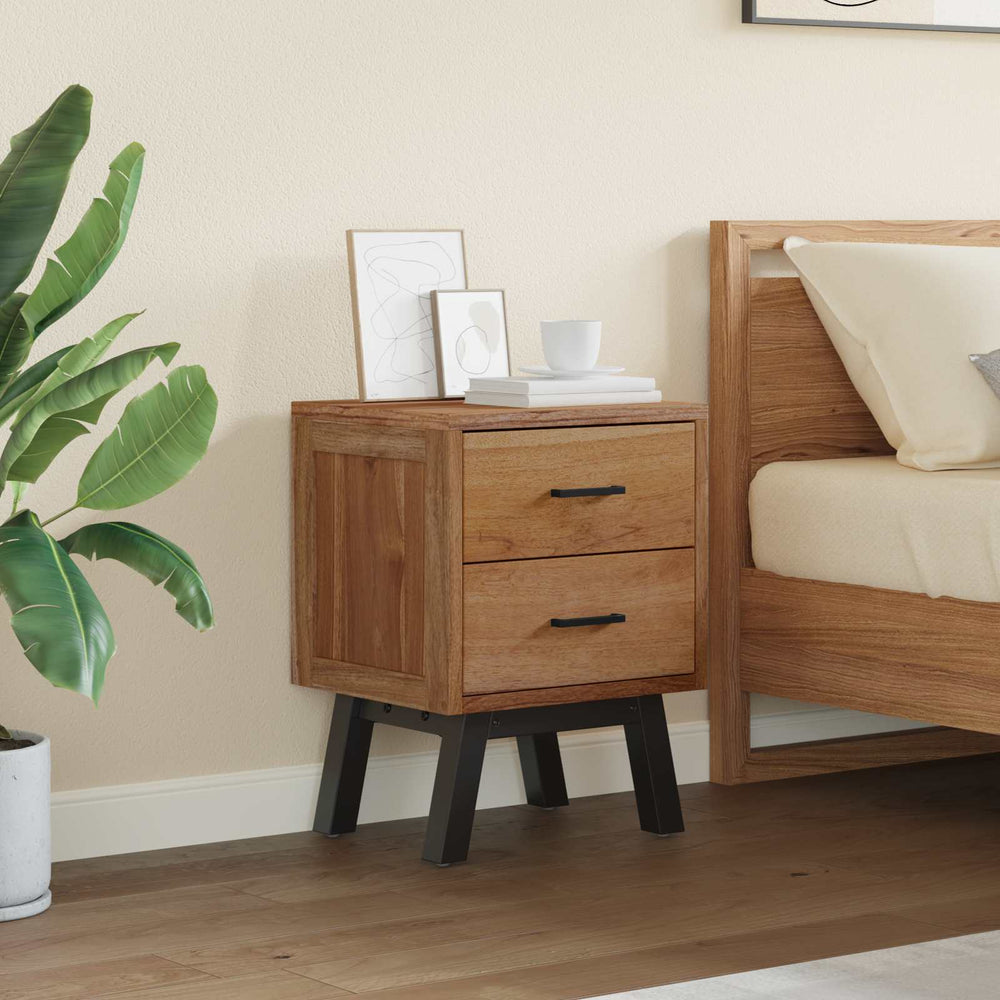 vidaXL Bedside Table with Drawers Natural 40 x 35 x 55 cm Solid Teak Wood