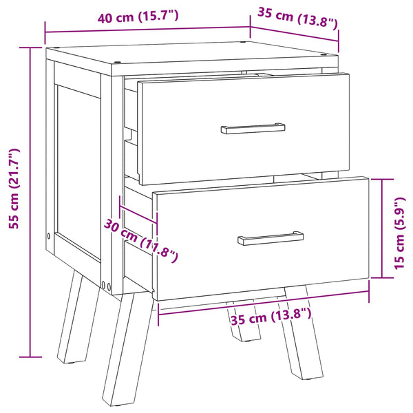 Nachttisch Teakholz Massiv 40x35x55 cm