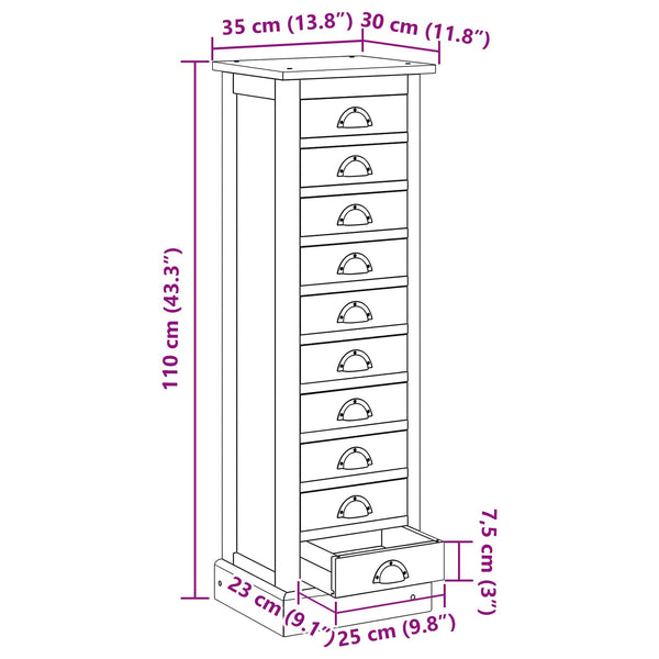 Massivholz Teak Kommode mit Schubladen