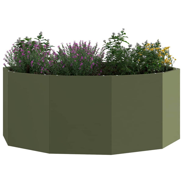 Oliven Grüner Stahl Pflanzkübel 90x90x35cm