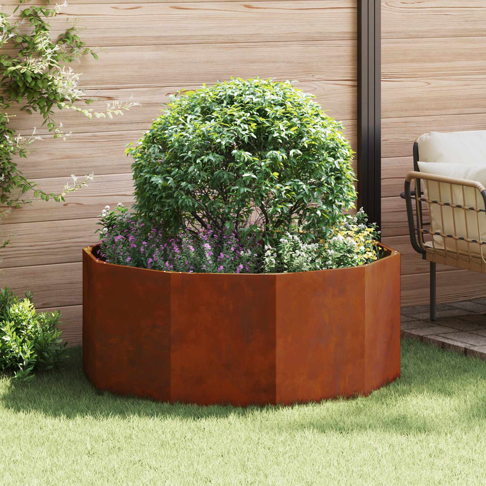 Jardinière vidaXL Rouille 120 x 120 x 50 cm en acier patinable