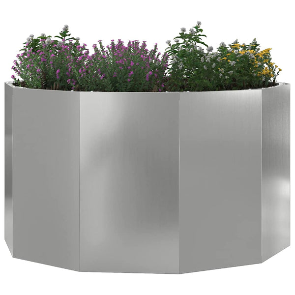 Silberner Pflanzkübel 90x90x50cm aus Stahl