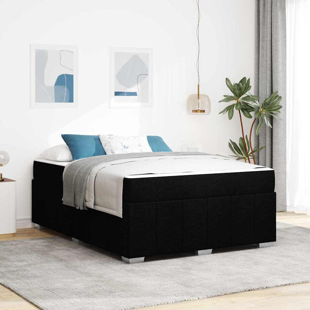 vidaXL Cadre de lit avec matelas Noir 140 x 200 cm Tissu