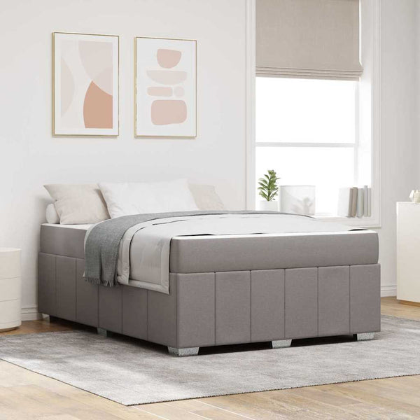 vidaXL Cadre de lit avec matelas Taupe 160 x 200 cm Tissu