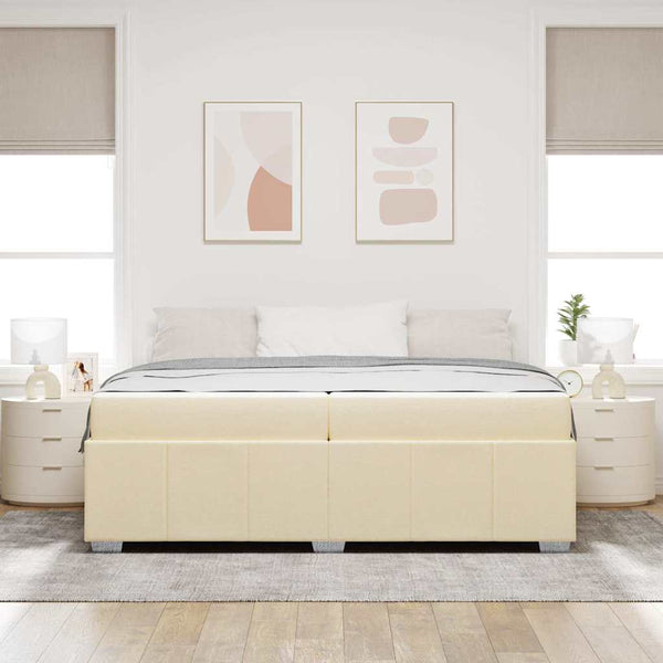 Bettrahmen mit Matratze Creme 200x200 cm
