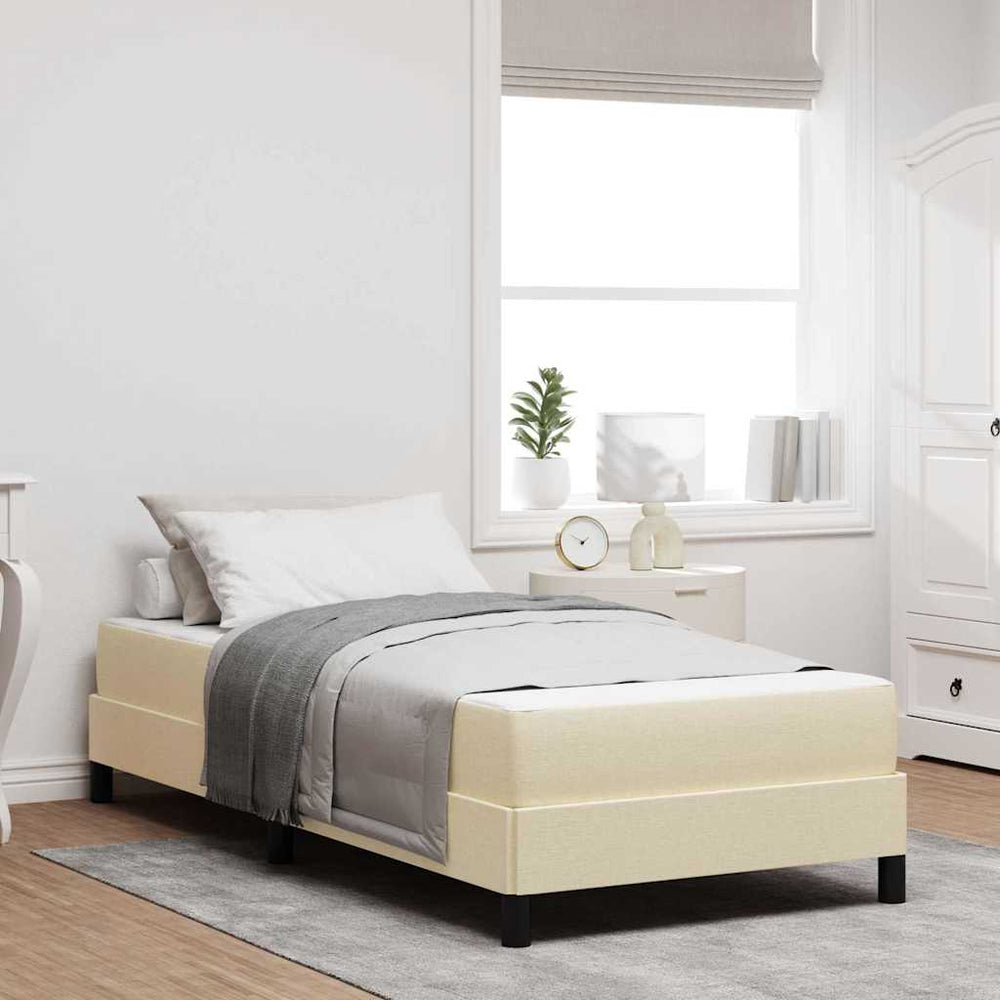 vidaXL Box Spring Bed with Mattress Cream 90 x 200 cm Fabric