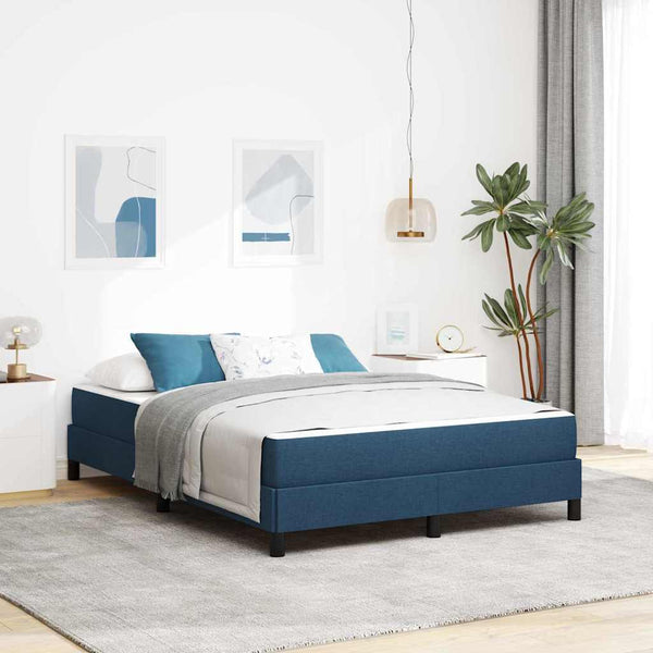 vidaXL Lit boxspring avec matelas bleu 140 x 190 cm tissu