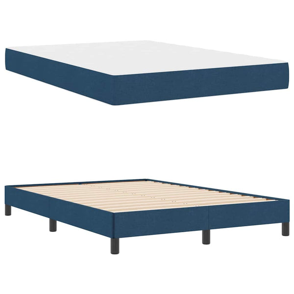 vidaXL Lit tapissier avec matelas Bleu 140 x 200 cm Tissu