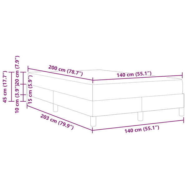vidaXL Lit tapissier avec matelas Bleu 140 x 200 cm Tissu