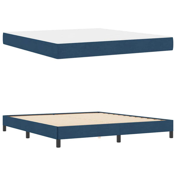 vidaXL Lit coffre avec matelas bleu 180 x 200 cm tissu