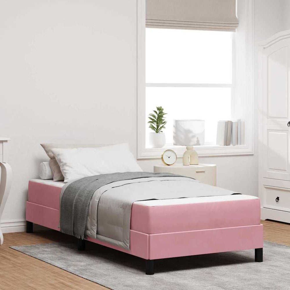 vidaXL Lit coffre avec matelas rose 100 x 200 cm tissu
