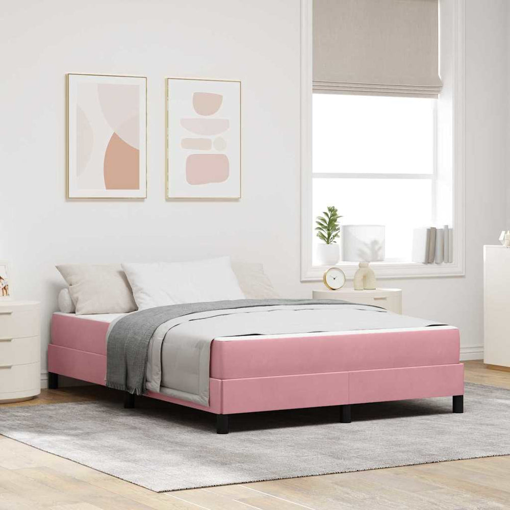 Lit coffre tapissier vidaXL avec matelas rose 140 x 190 cm en tissu