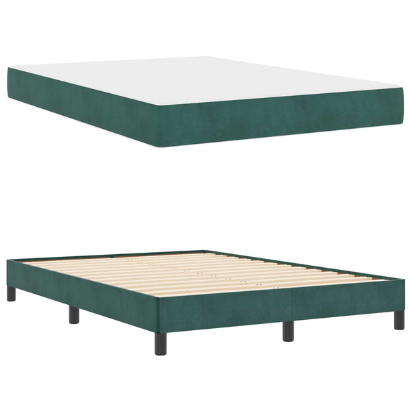 vidaXL Lit coffre avec matelas Vert foncé 140 x 200 cm Tissu