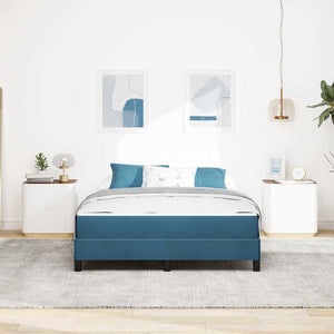vidaXL Lit double tapissier avec matelas Bleu foncé 140 x 200 cm Tissu